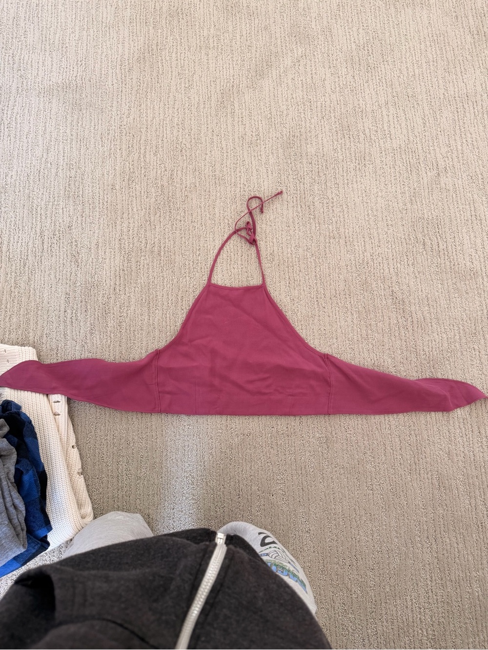 Aritzia Fitted Mauve Crop Top with Tie Straps
